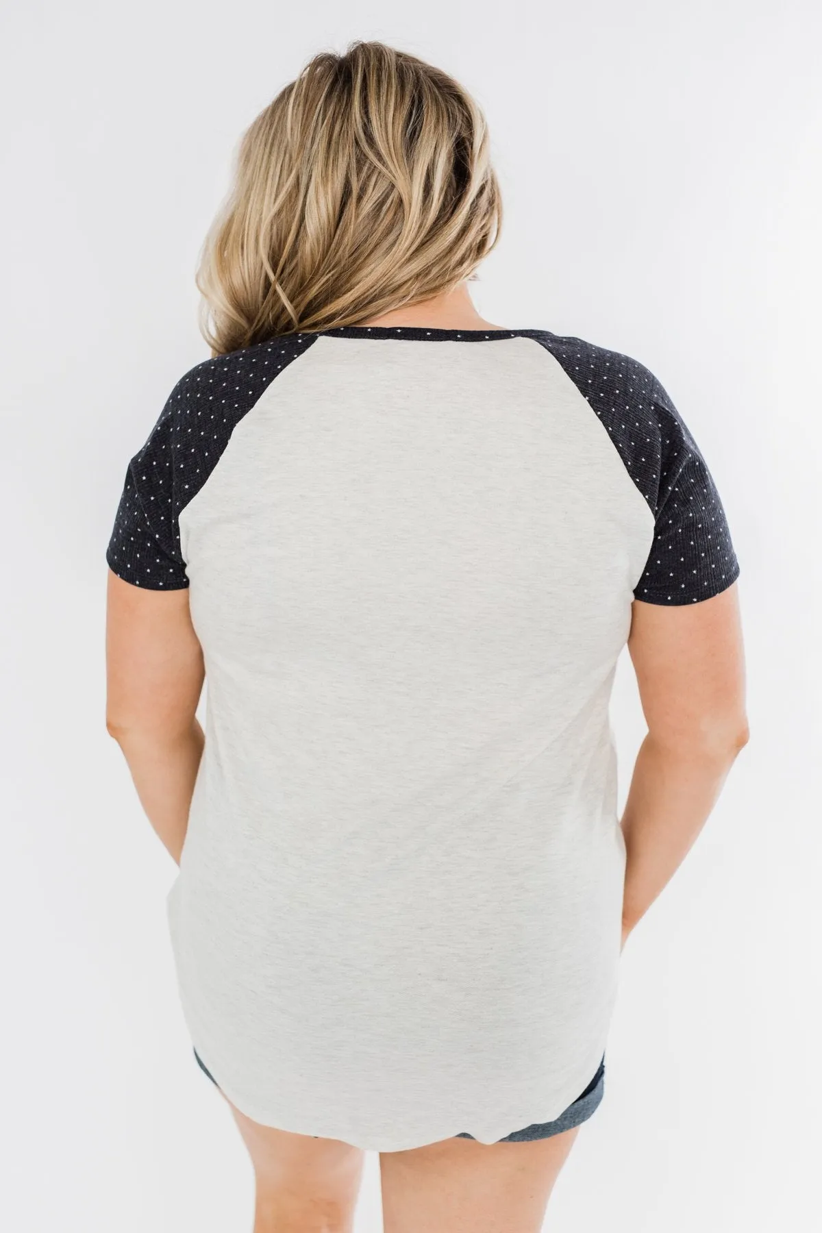 Beneath The Stars Raglan Top- Heather Grey & Navy
