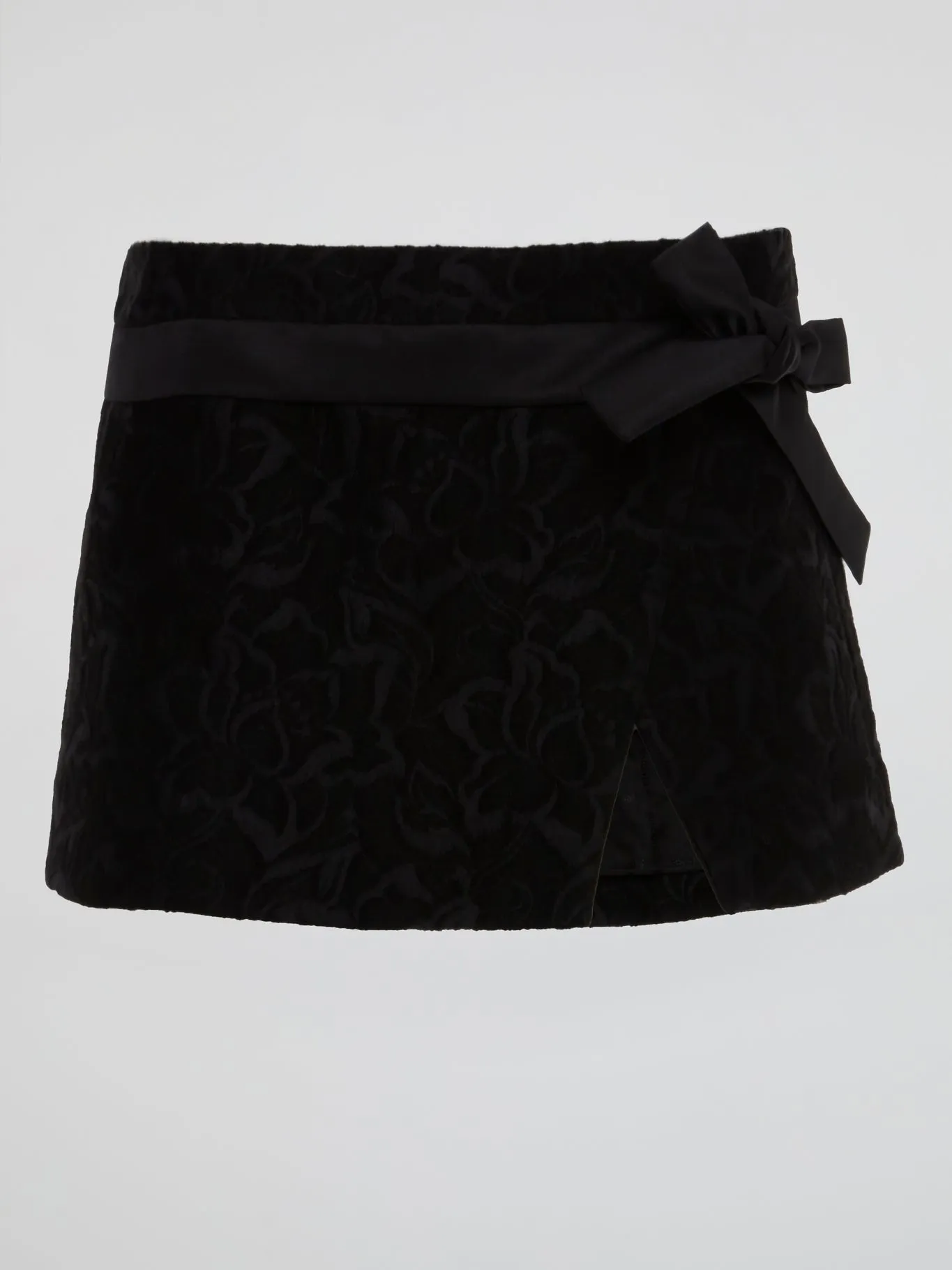 Black Elegance Jacquard Wrap Mini Skirt