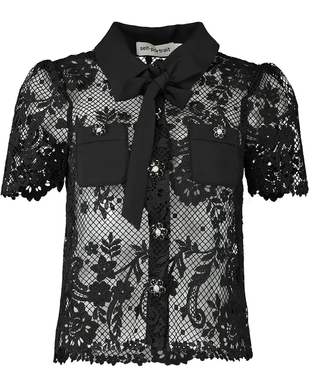 Black Lace Bow Top