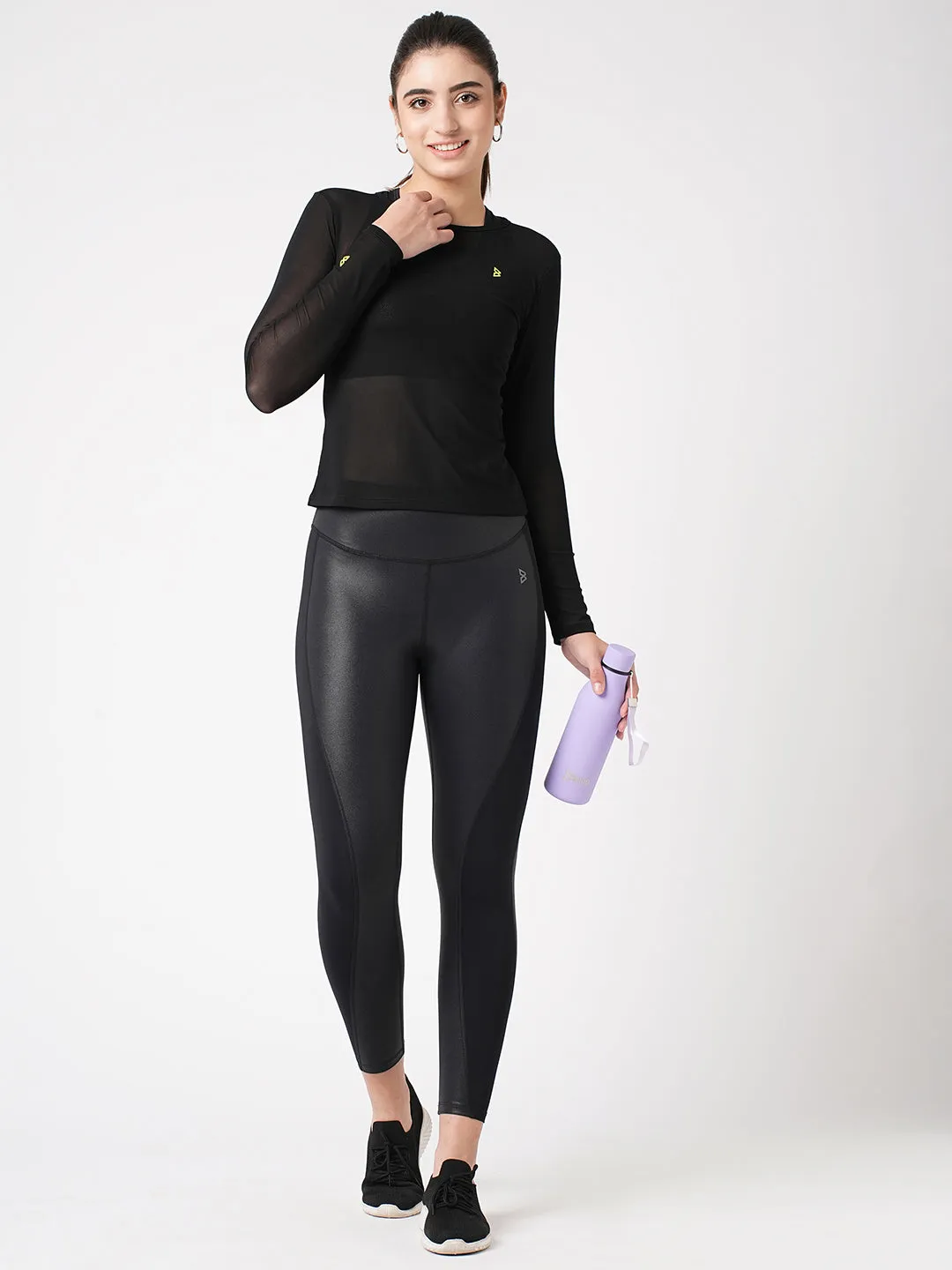 Black Mesh Long Sleeve Tee