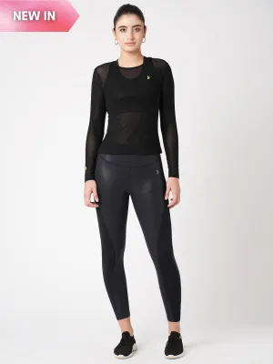 Black Mesh Long Sleeve Tee
