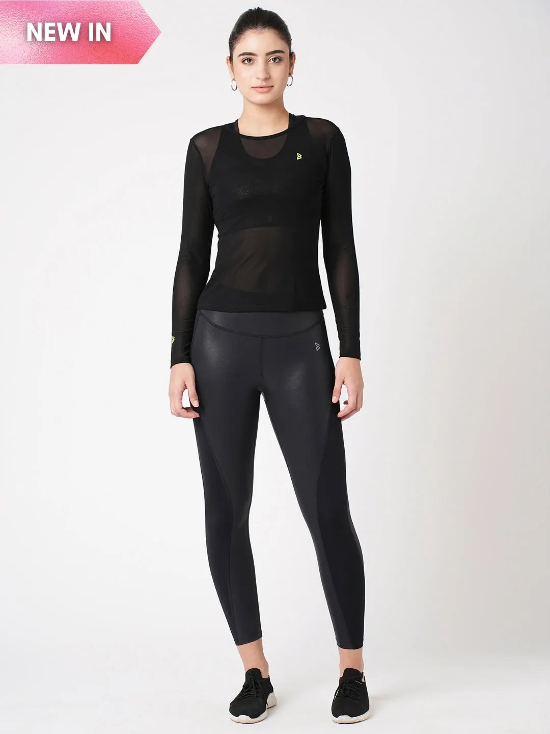 Black Mesh Long Sleeve Tee