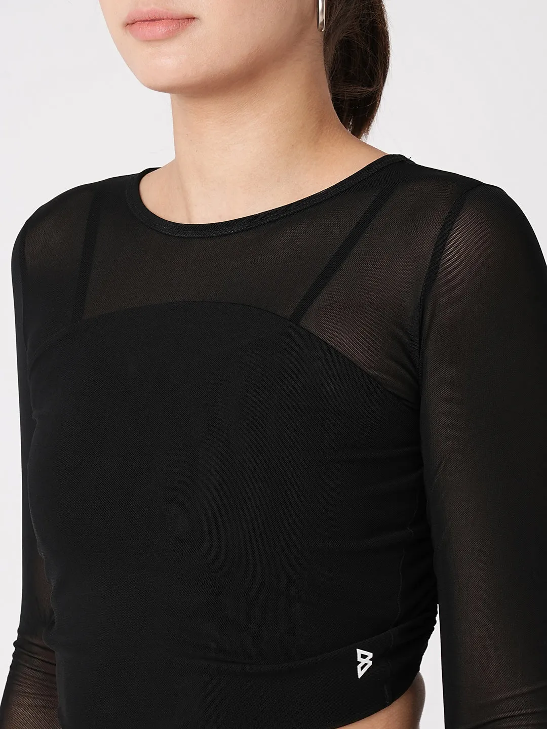 Black Mesh Open Back Tee