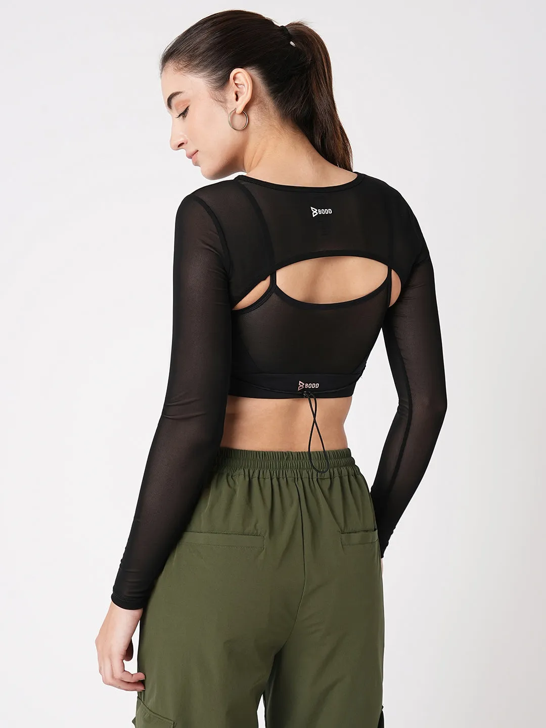 Black Mesh Open Back Tee
