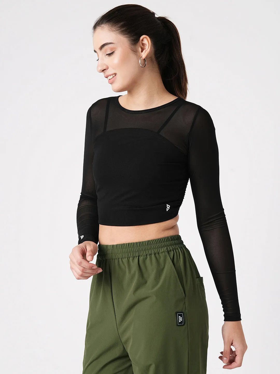 Black Mesh Open Back Tee