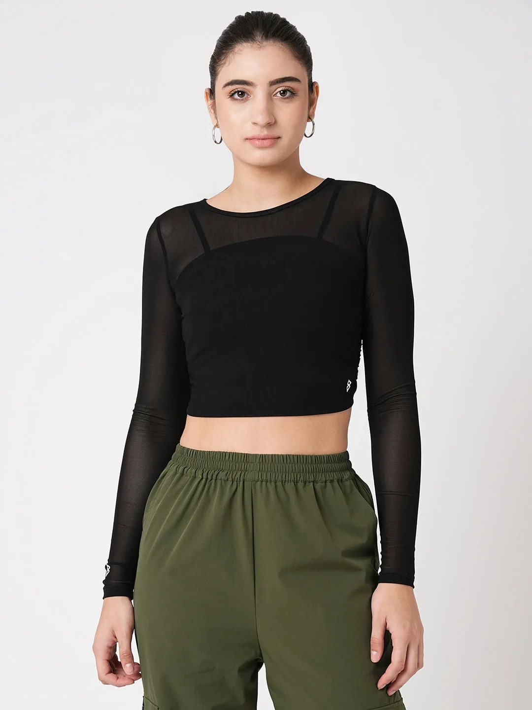 Black Mesh Open Back Tee