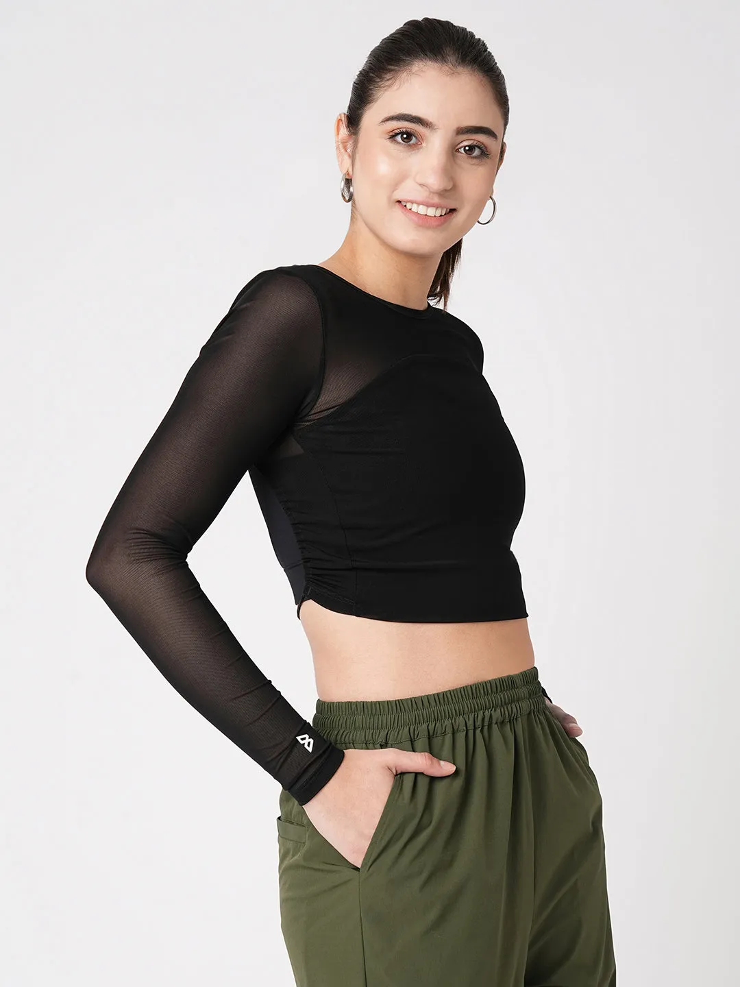 Black Mesh Open Back Tee