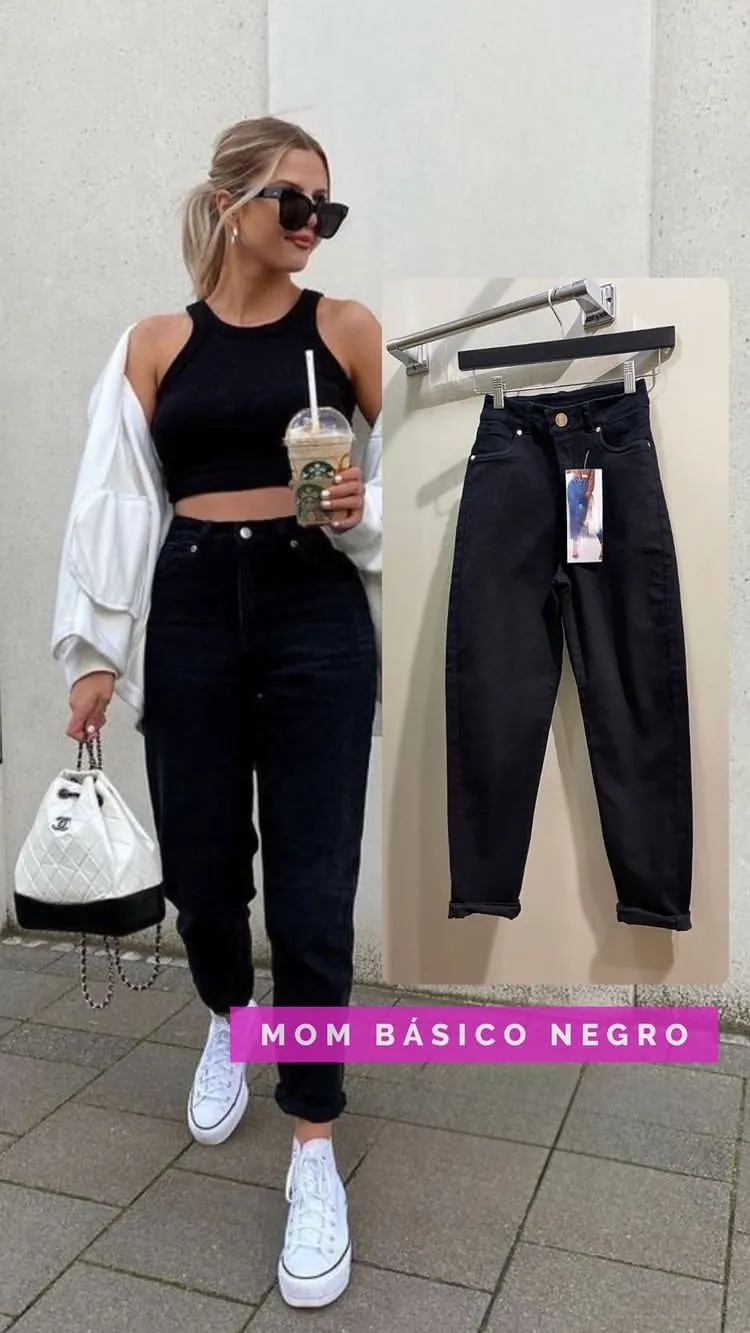 BLACK MOM JEANS