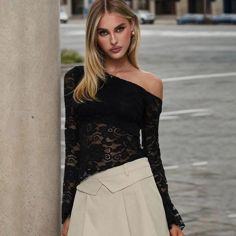 Black Offshoulder Lace Top