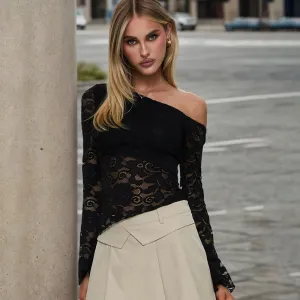 Black Offshoulder Lace Top