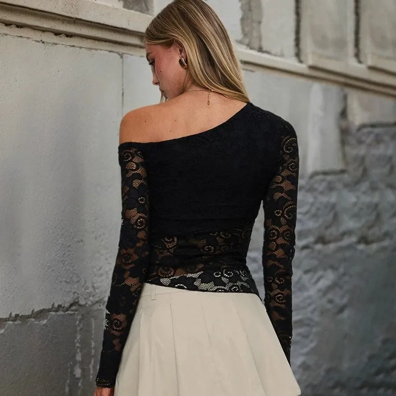 Black Offshoulder Lace Top