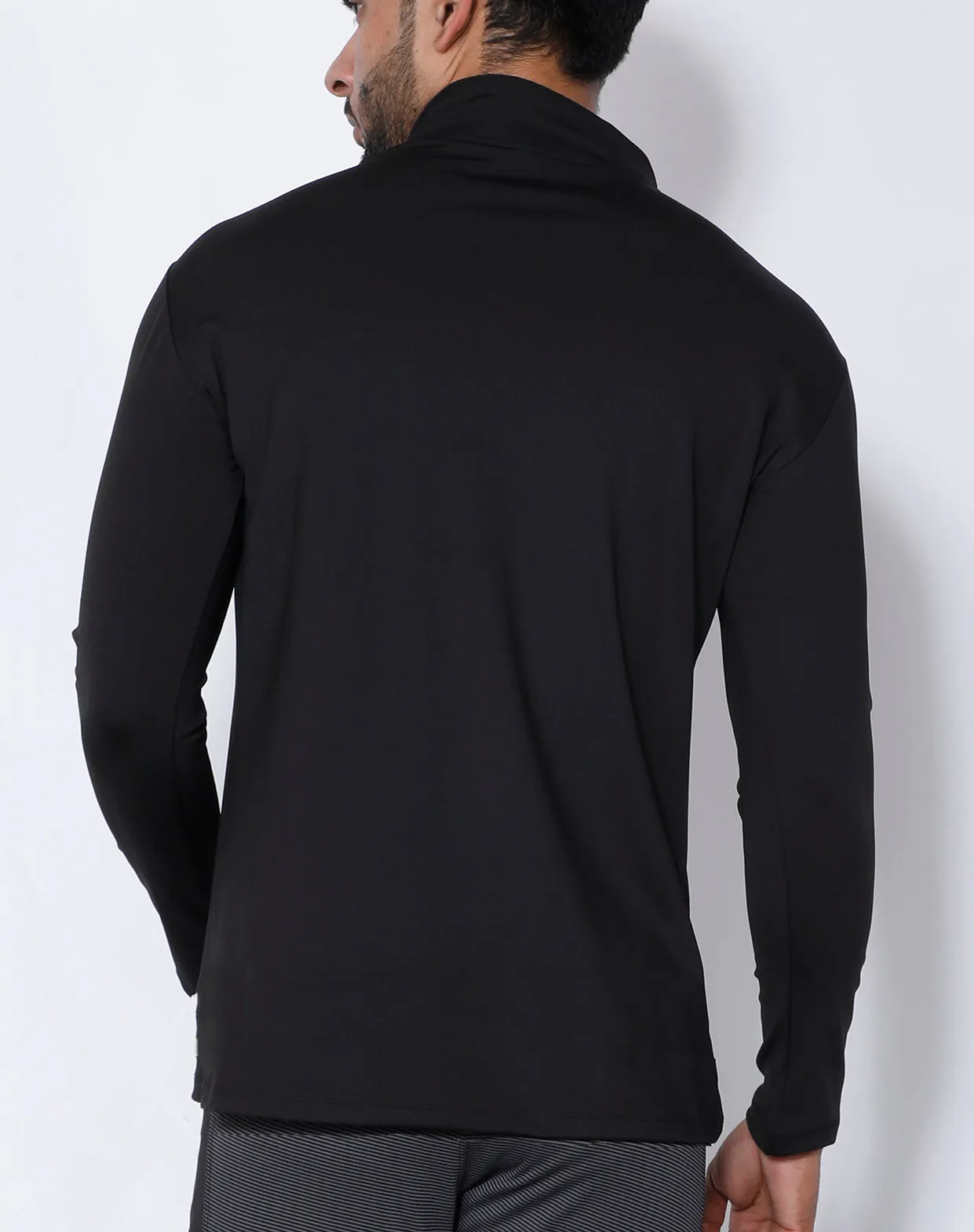 Black Orange Mesh Half Zipper