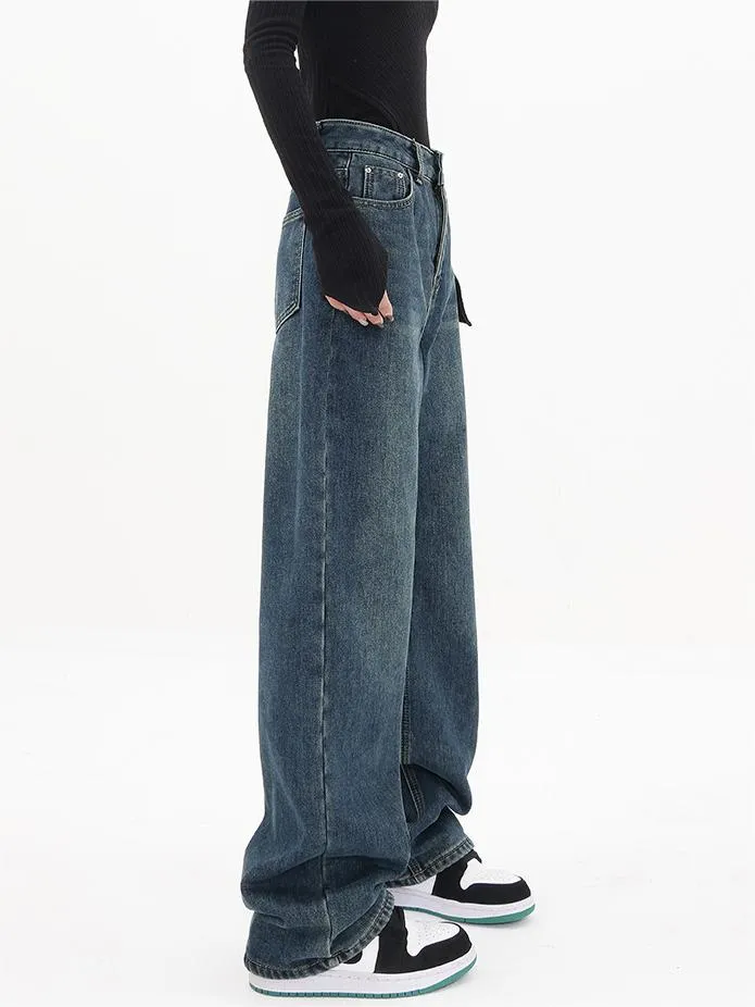 Blaue Vintage Klassische Boyfriend Jeans