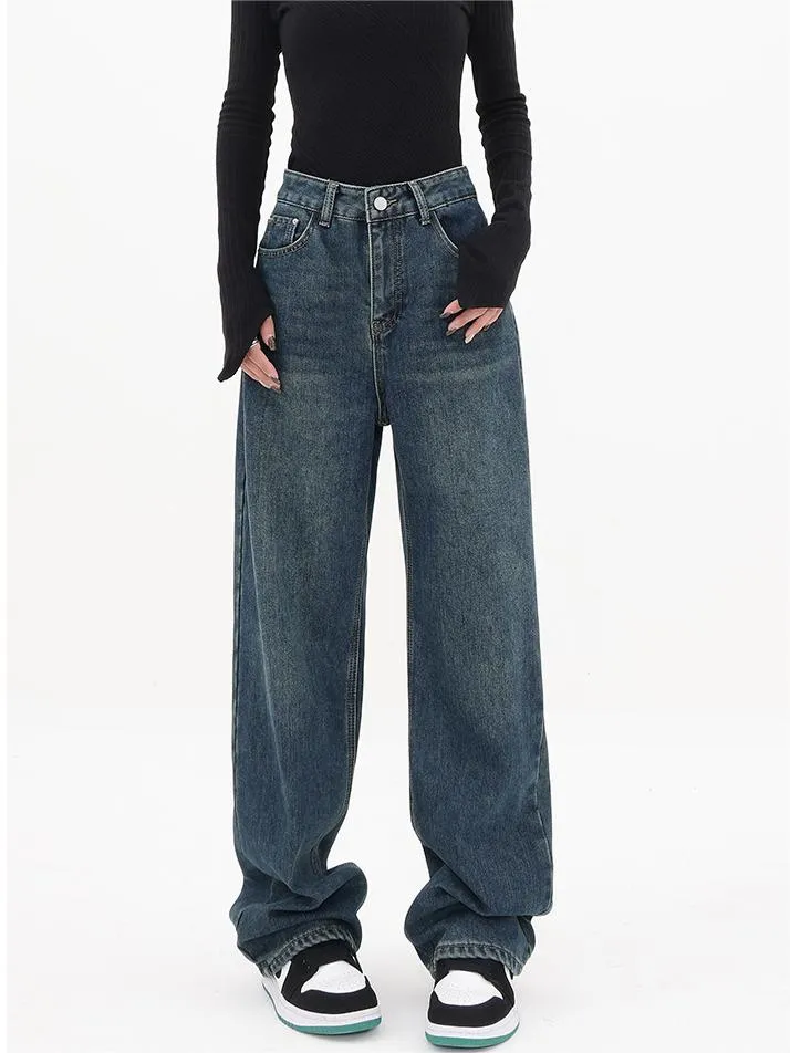Blaue Vintage Klassische Boyfriend Jeans