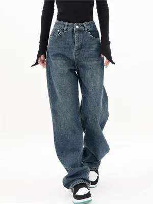 Blaue Vintage Klassische Boyfriend Jeans