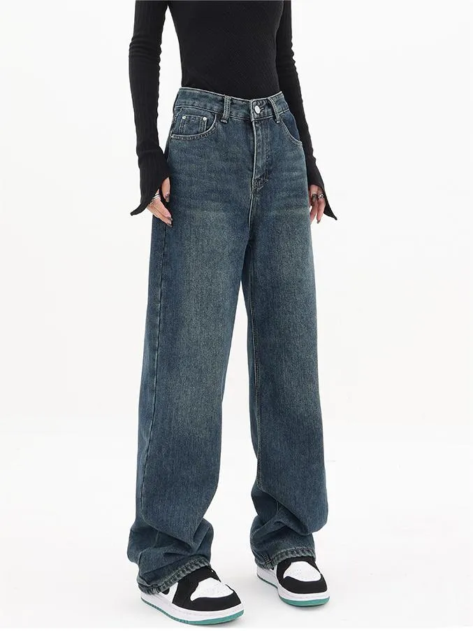 Blaue Vintage Klassische Boyfriend Jeans