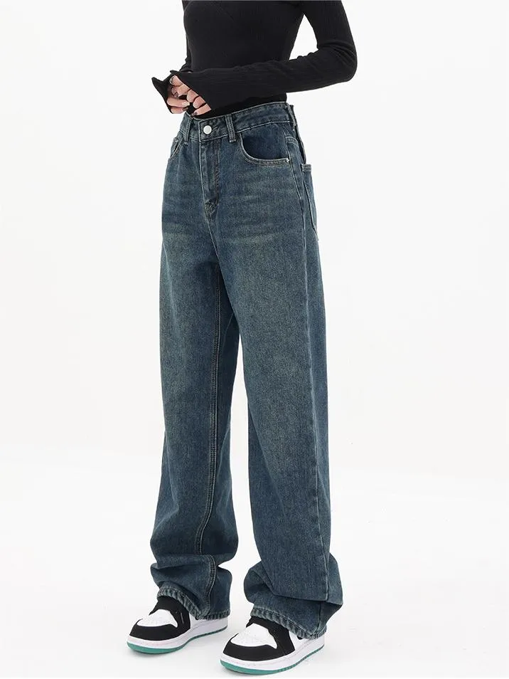 Blaue Vintage Klassische Boyfriend Jeans