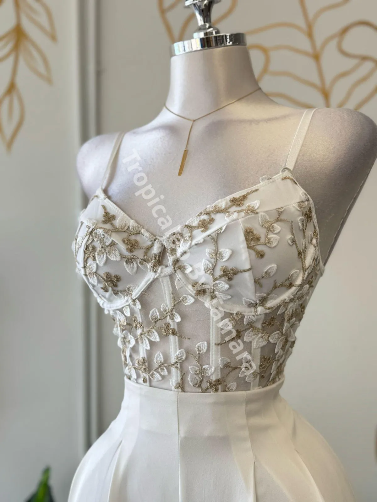 Blooming Whispers Mesh Leaves Corset