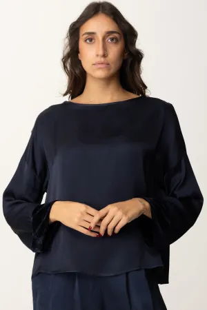 Blusa Oversize con Dettagli In Velluto