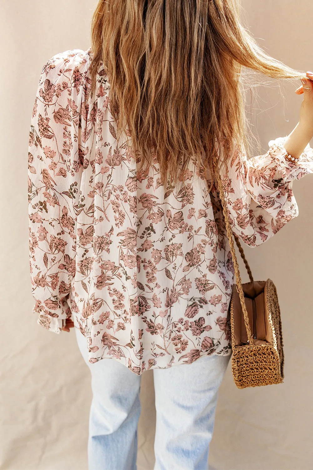 Boho Floral Split Bubble Blouse