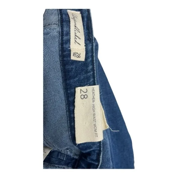 Brand New Unpublished Heather High Waist Mom Fit Blue Distress Jeans Size 28
