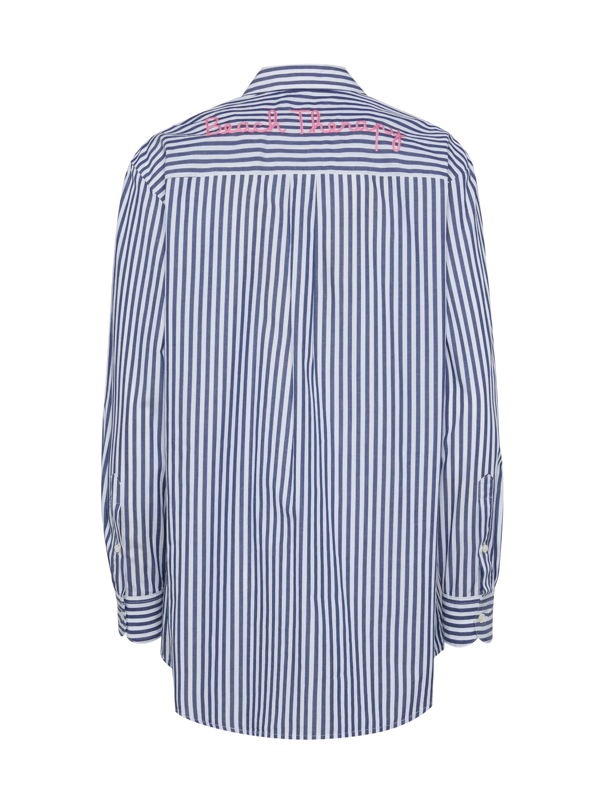 Brigitte striped-print cotton shirt with Saint Barth beach club embroidery