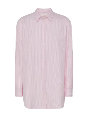 Brigitte striped-print seersucker shirt with Saint Barth embroidery