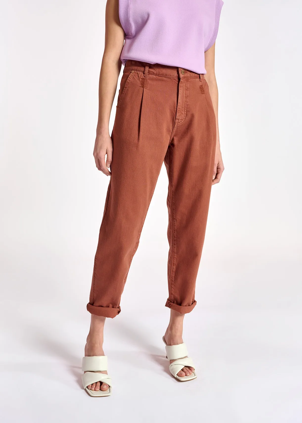 Brown denim boyfriend jeans