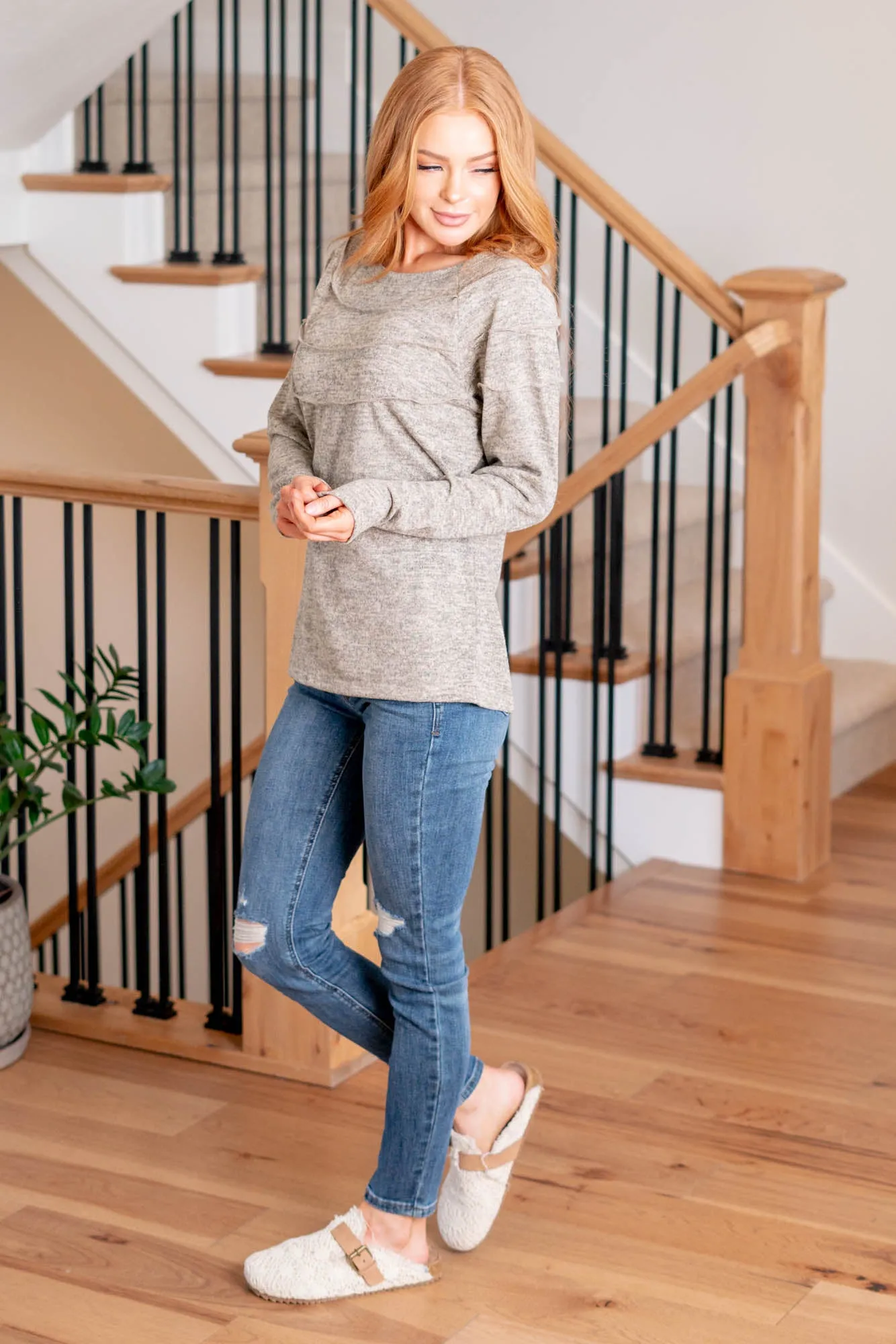 Brushed Raglan Hacci Tee - Oatmeal