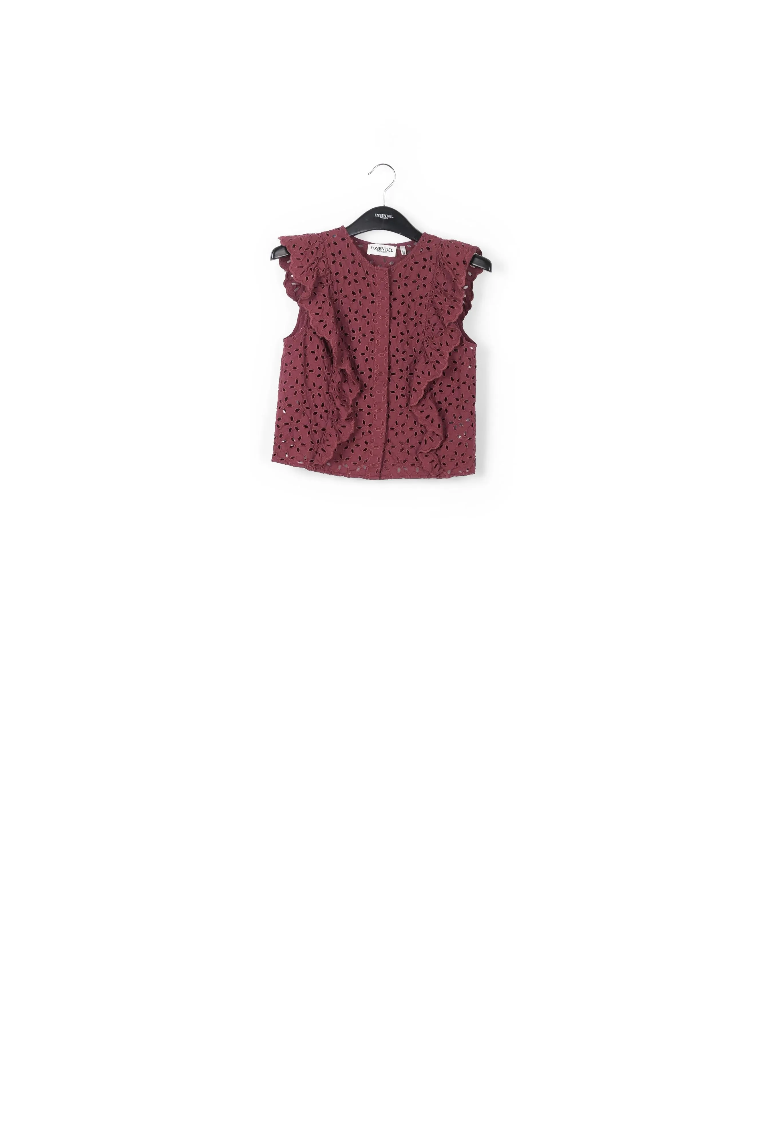 Burgundy broderie anglaise cotton top