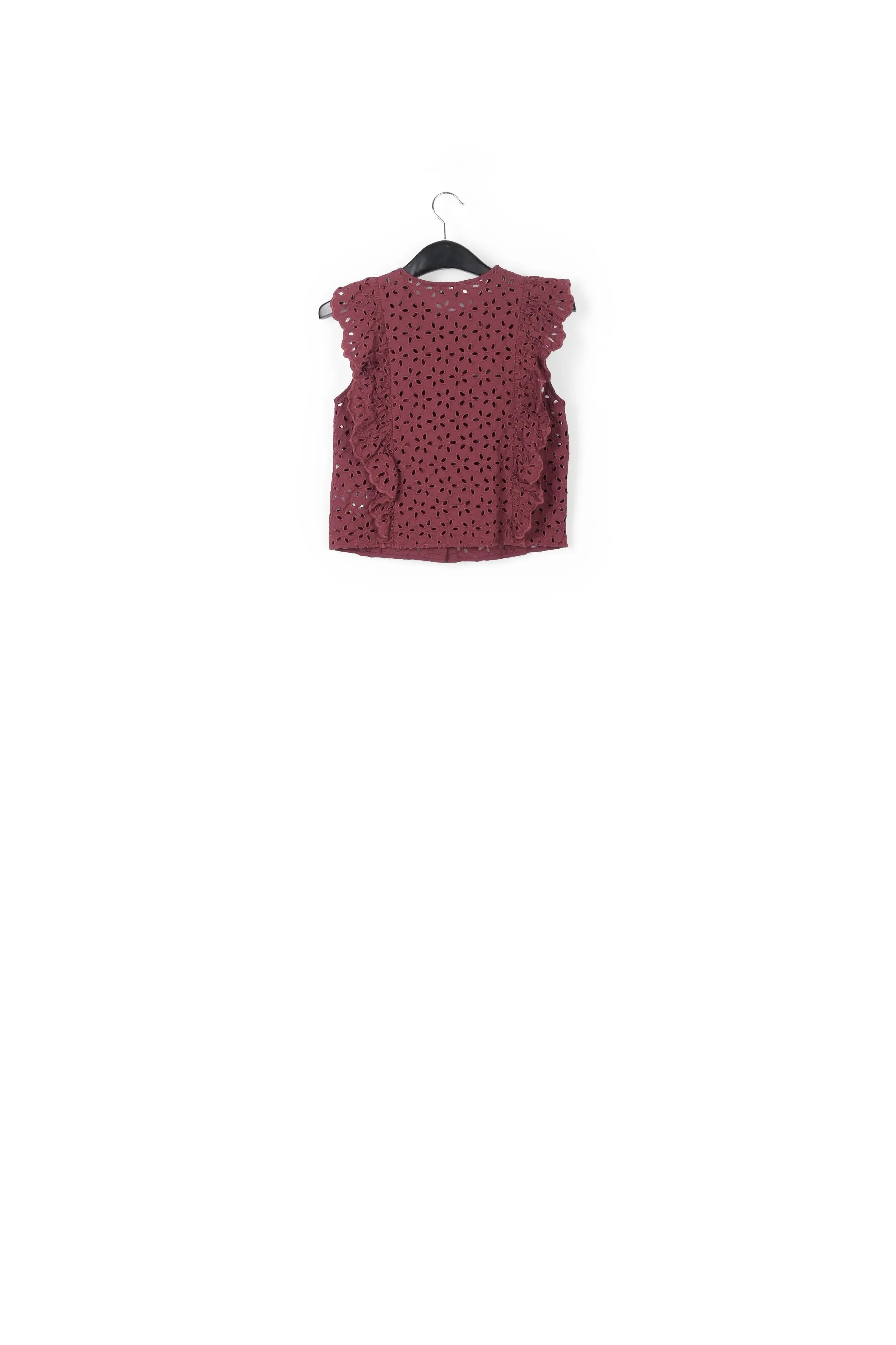 Burgundy broderie anglaise cotton top