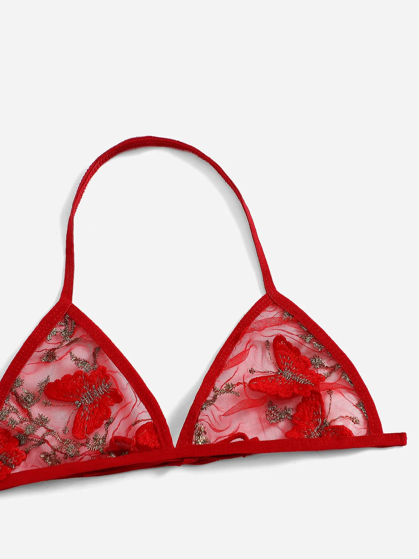 Butterfly Embroidery Mesh Lingerie Set