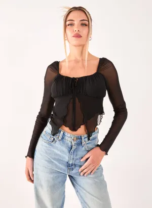 Butterfly Long Sleeve Mesh Top