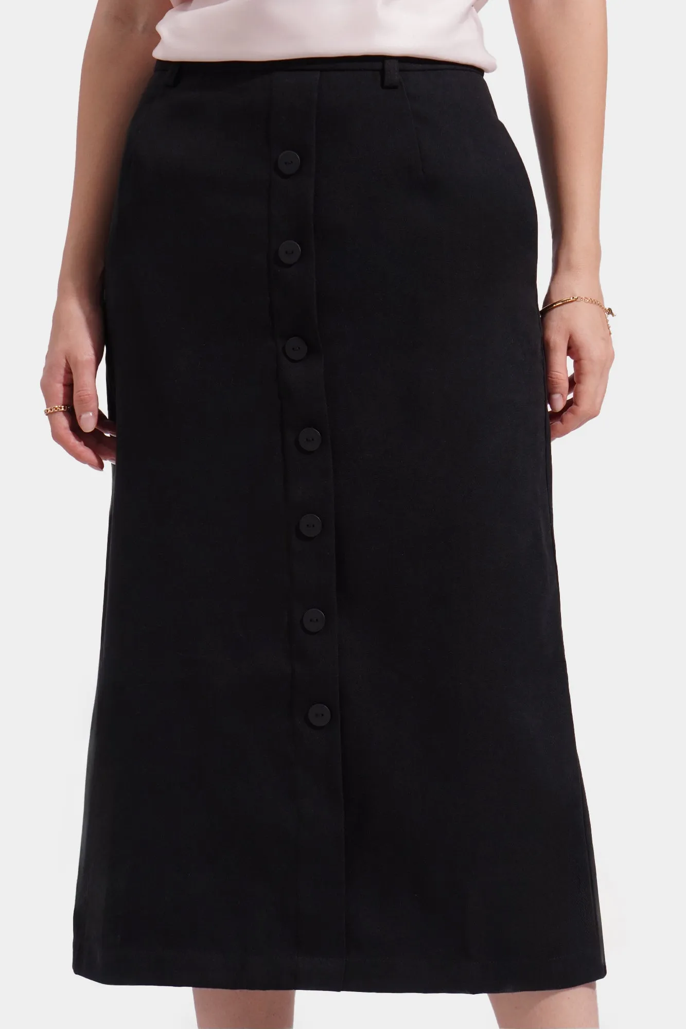 Button Midi Skirt