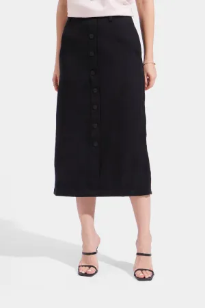 Button Midi Skirt