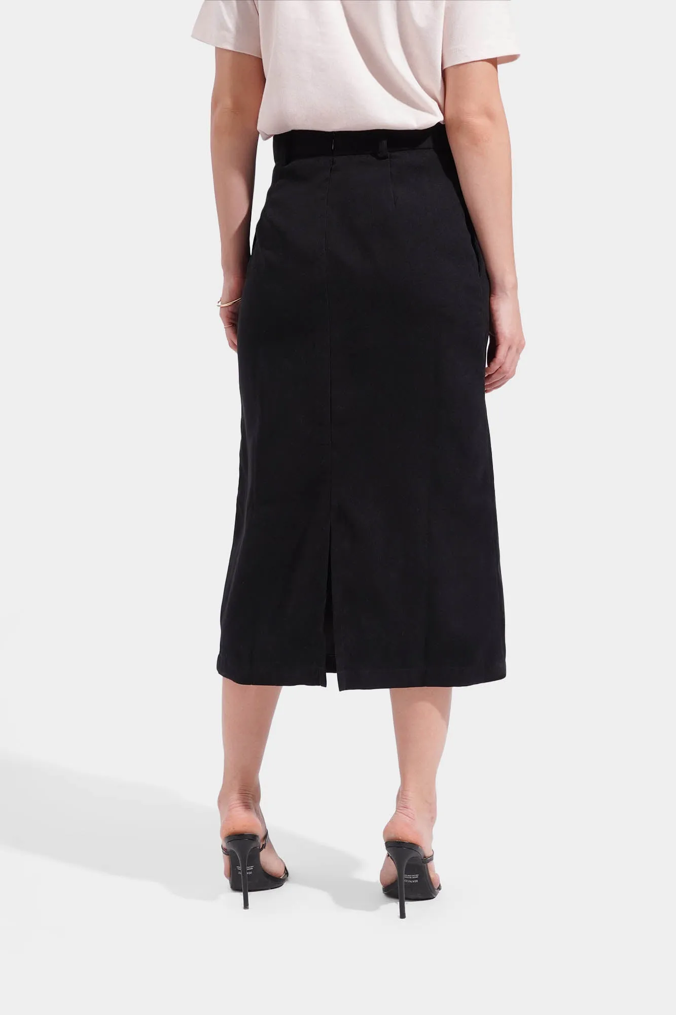 Button Midi Skirt