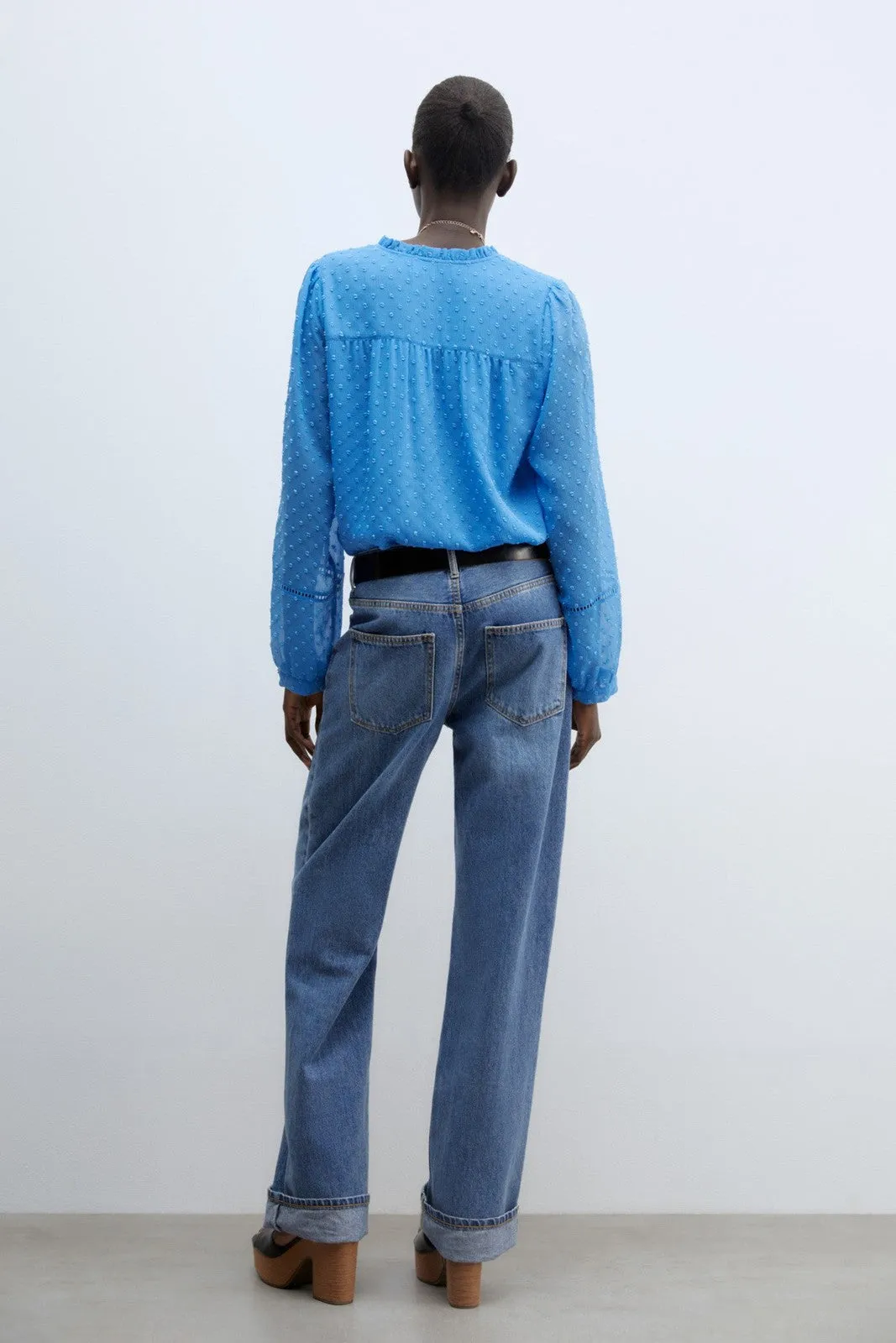 Buttons plumetis shirt - Blue