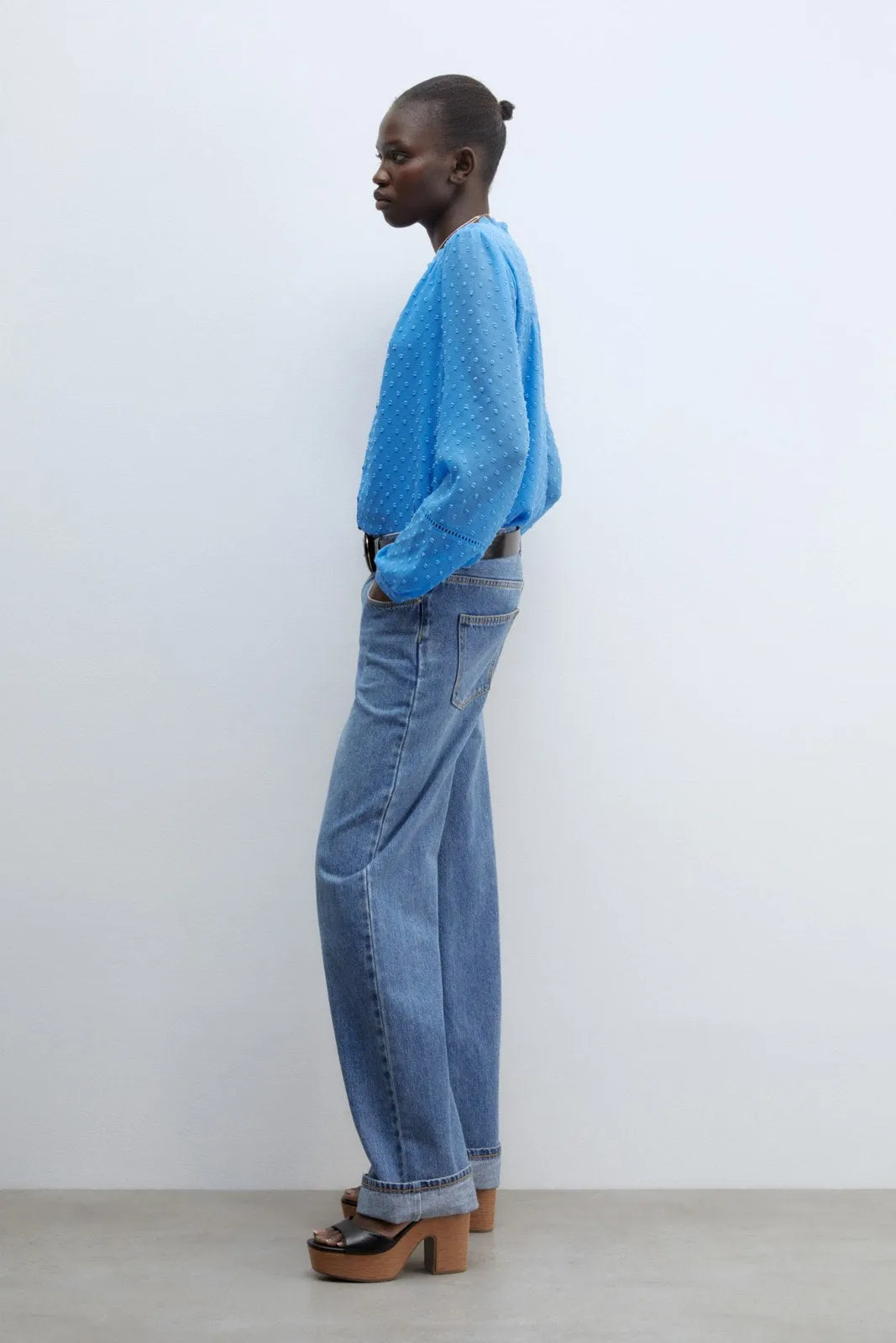 Buttons plumetis shirt - Blue