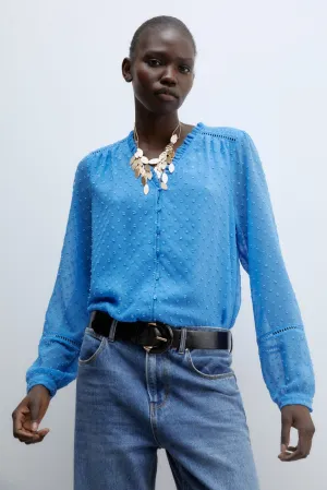 Buttons plumetis shirt - Blue