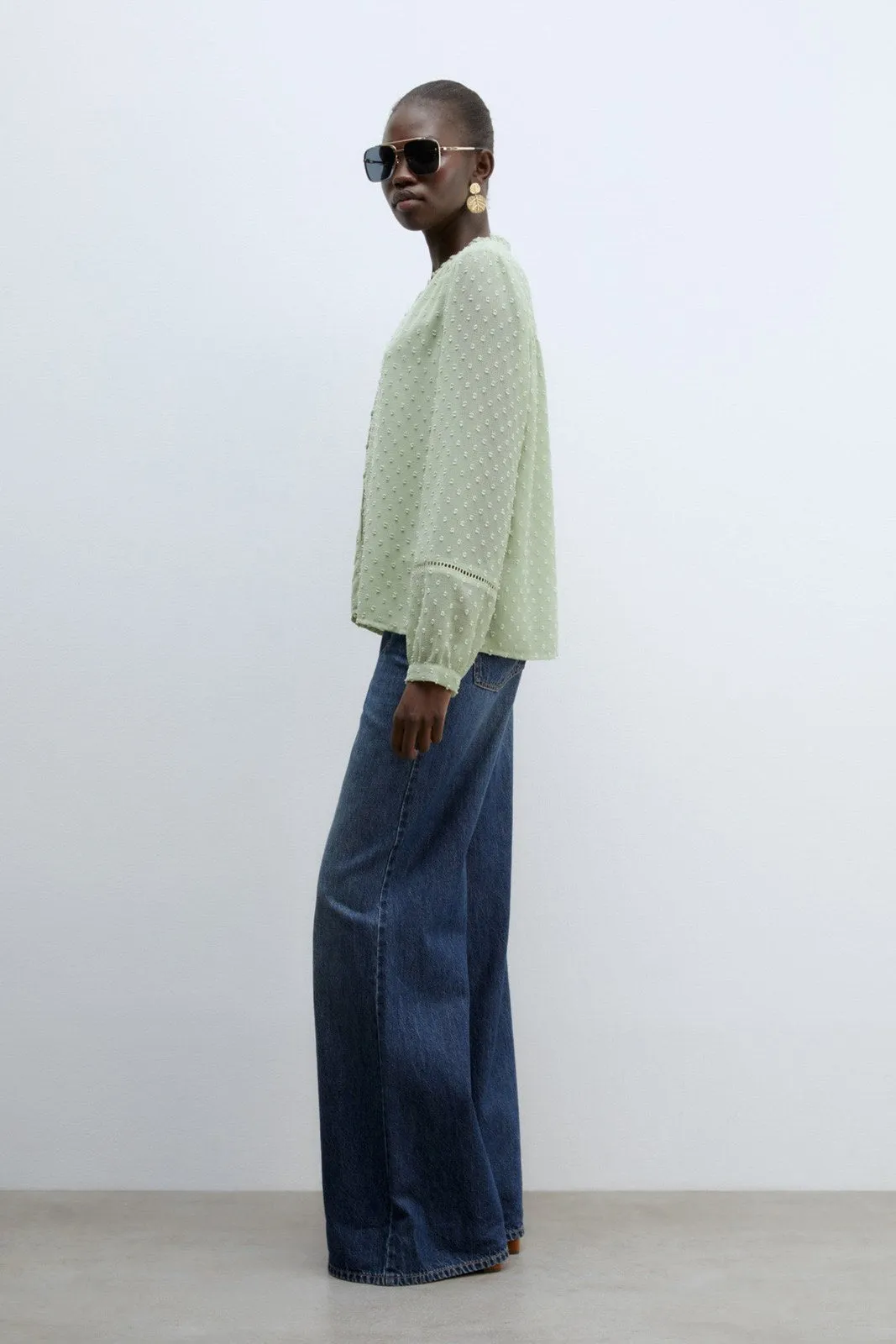 Buttons plumetis shirt - Light Green