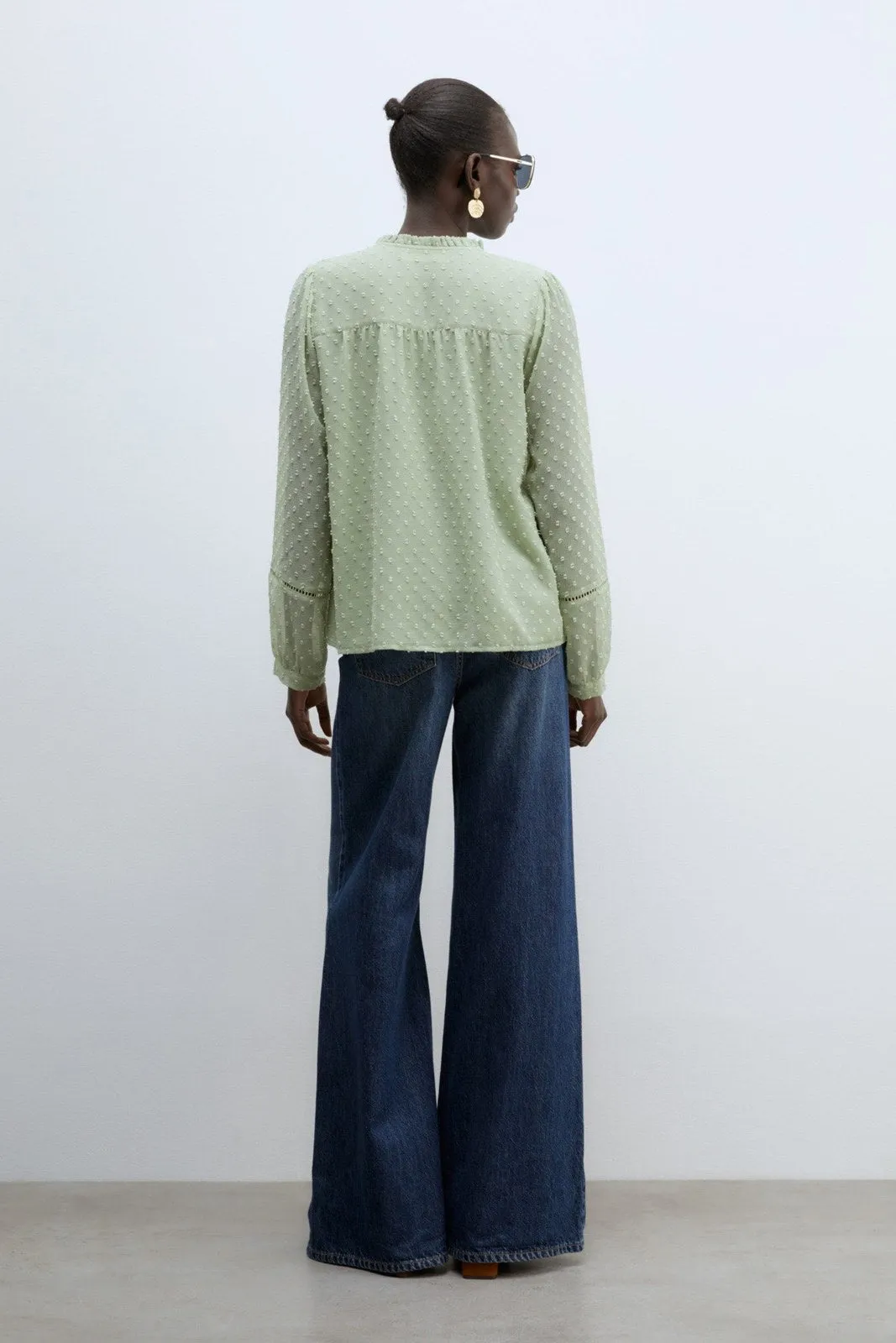 Buttons plumetis shirt - Light Green