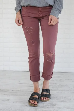 Calypso Jeans - The Boyfriend Effect Faded Maroon