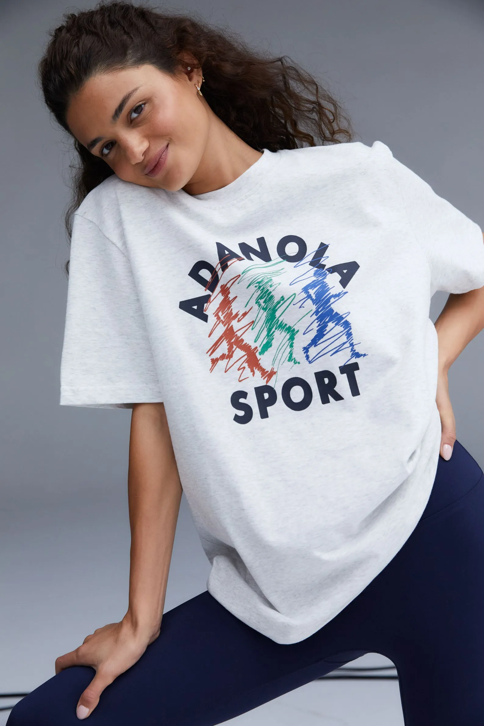 Campus Short Sleeve Oversized T-shirt - Light Grey Melange