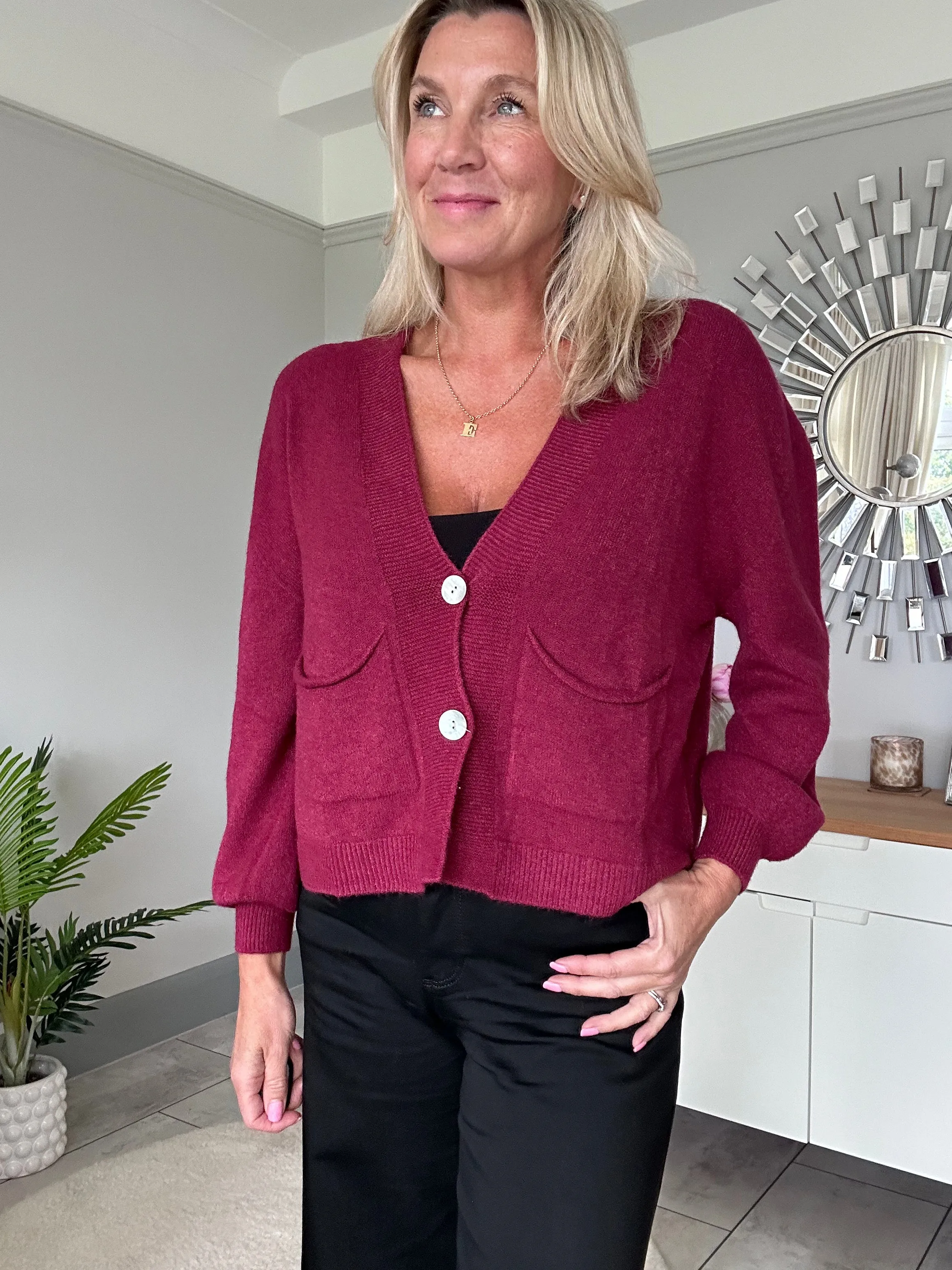 Candy Pink 2 Button Cardigan