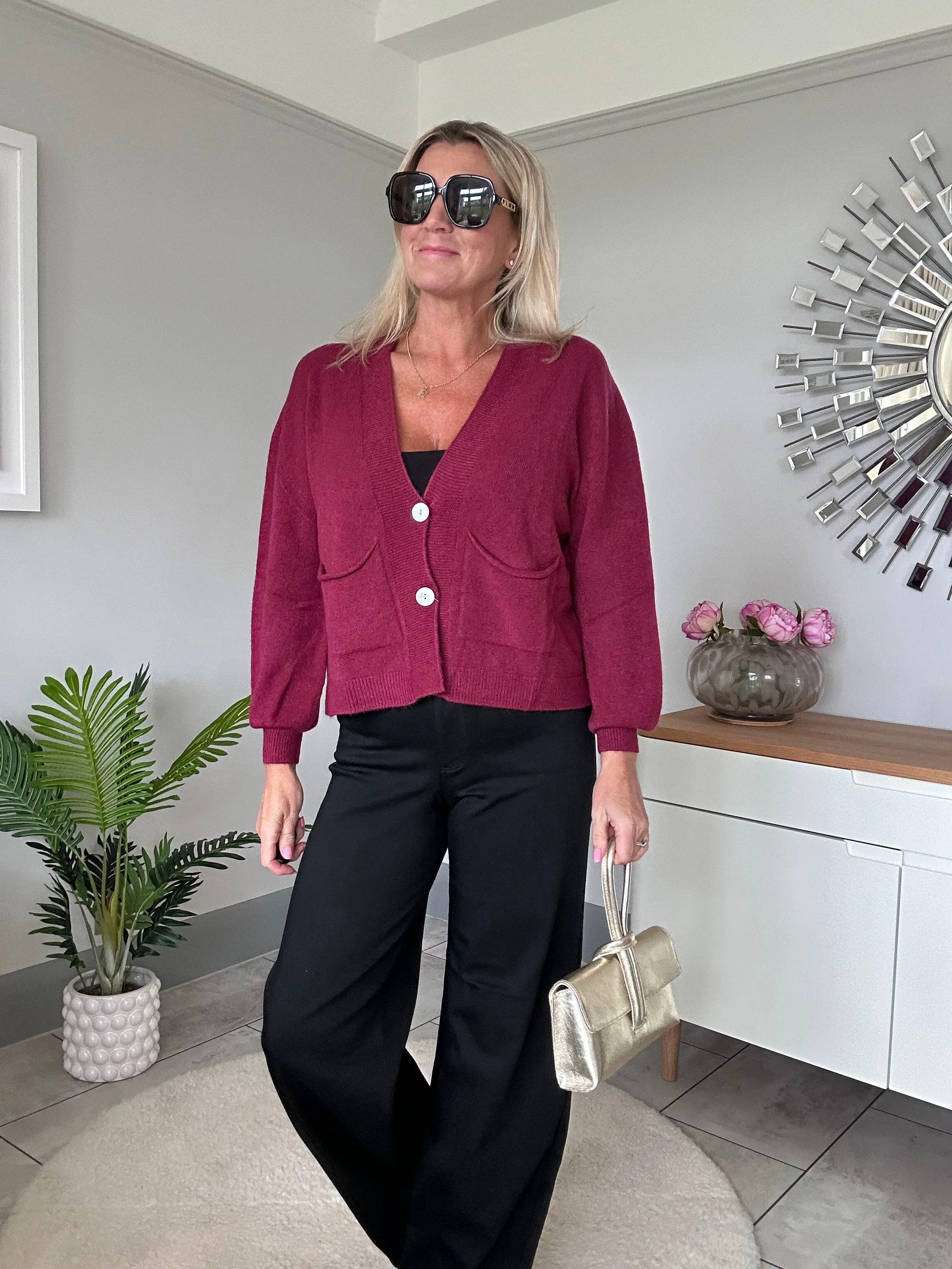 Candy Pink 2 Button Cardigan