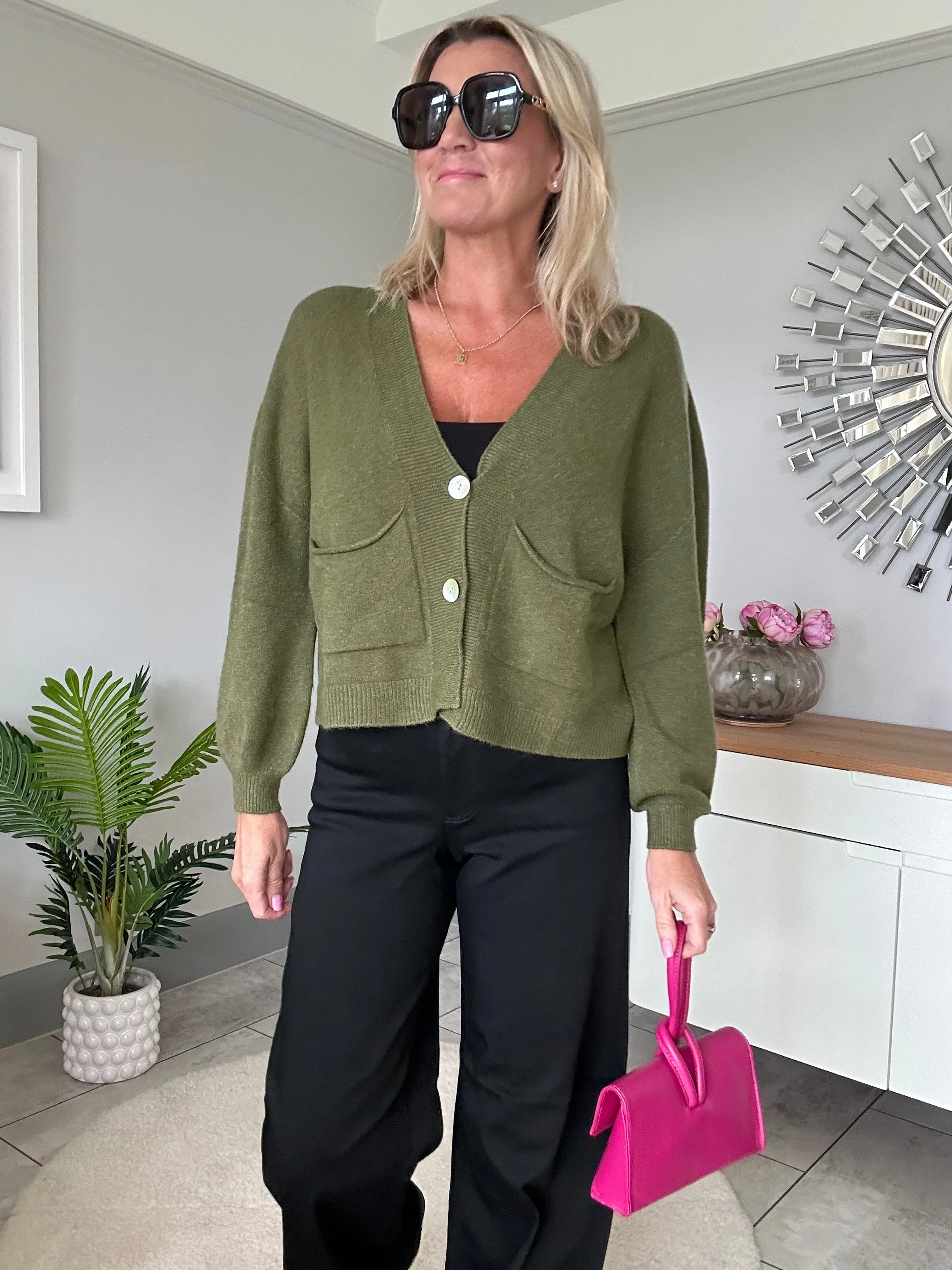 Candy Pink 2 Button Cardigan