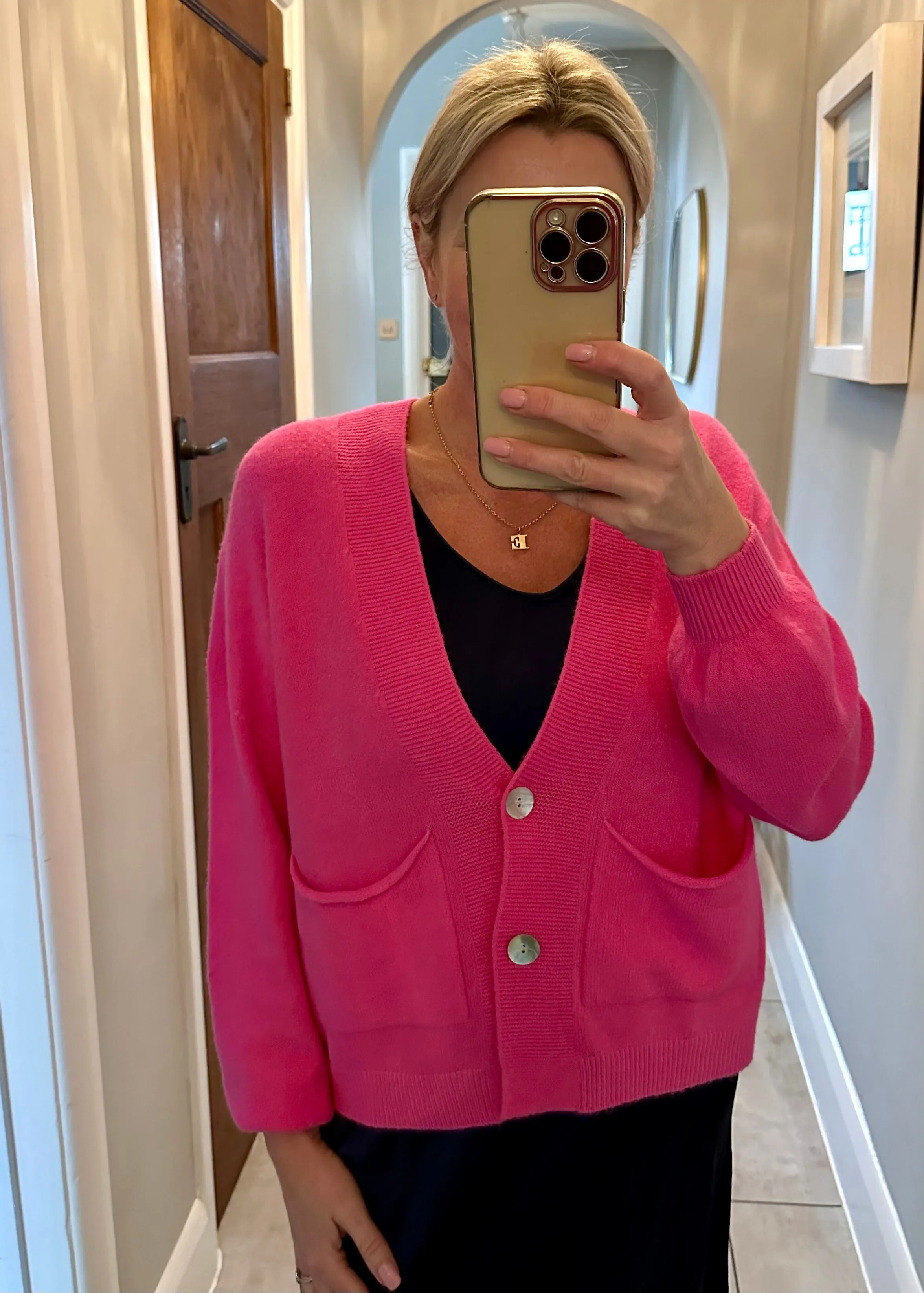 Candy Pink 2 Button Cardigan