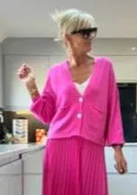 Candy Pink 2 Button Cardigan