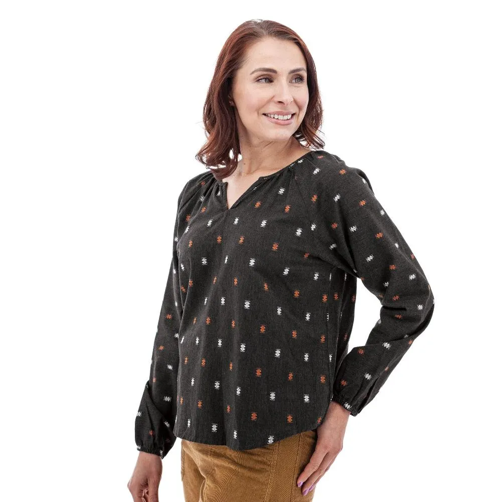 Chelsi Peasant Top - Black - J269145