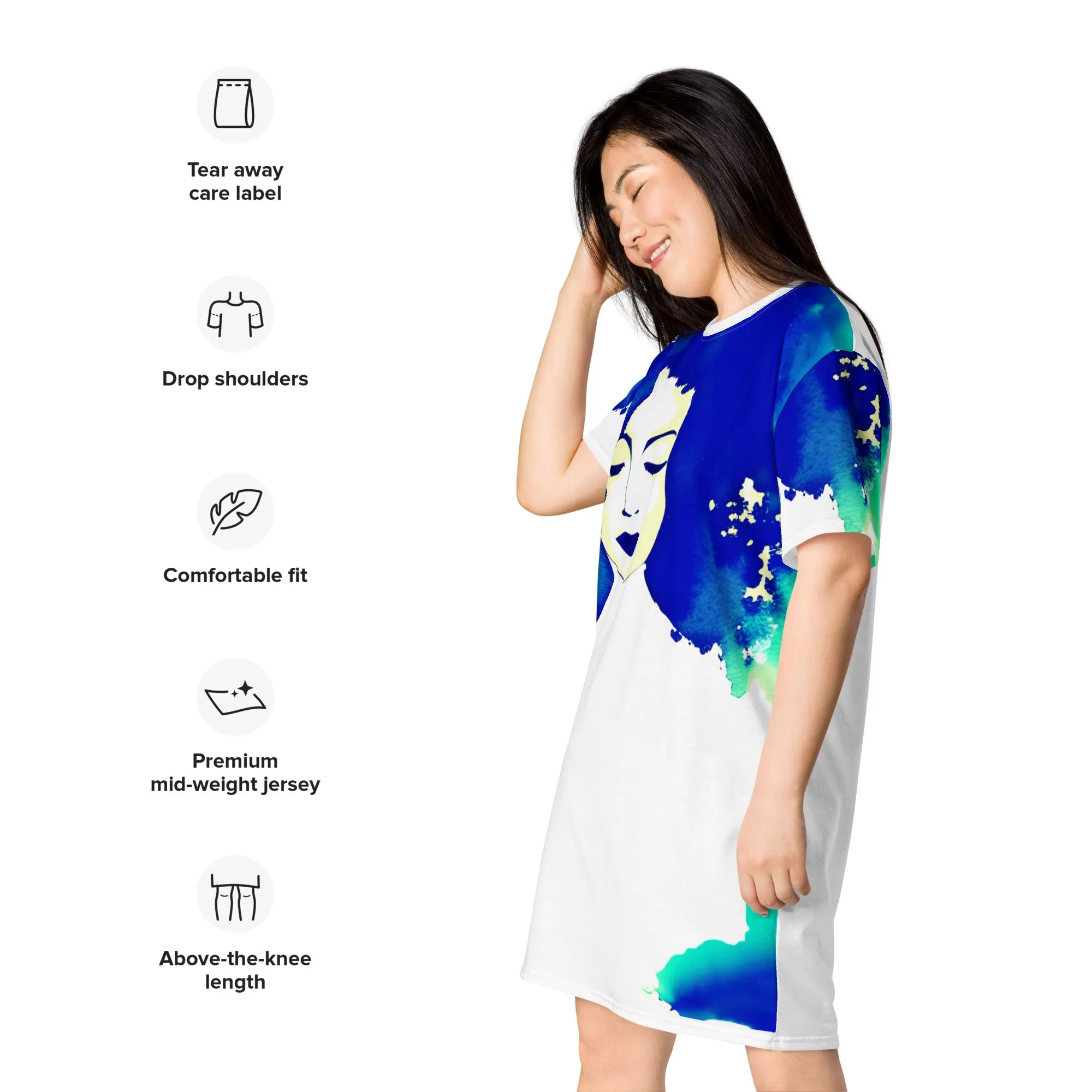 Chic Sapphire Style: Comfy T-Shirt Dress for Fashionable Women
